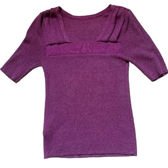 SLY Square Neck Shimmer Top/Sweater - Size 2 (Medium) - Picture 3 of 7